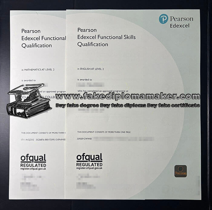 purchase realsitic Pearson Edexcel Functional Skills Qualification certificate